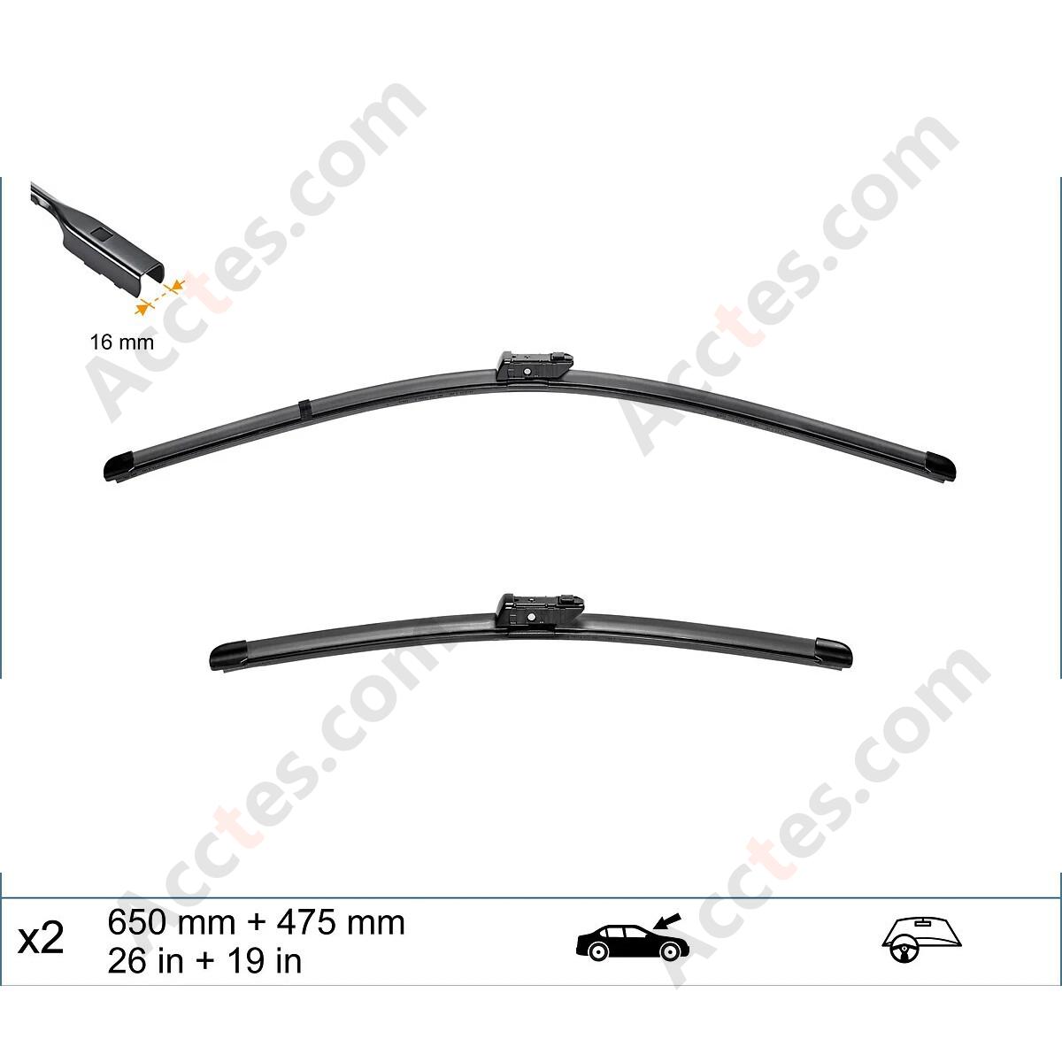 Wiper Blade for front L- 26 inch Tesla Model 3 2019-2022 1076730-00-B