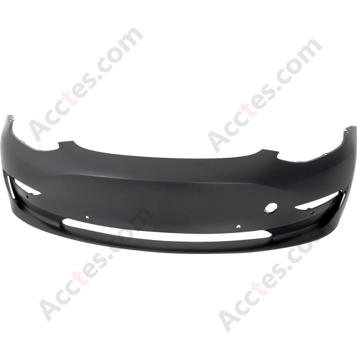 Front Bumper Cover Fascia For 2017-2023 Tesla Model 3 Primed with Tow Hook Hole
