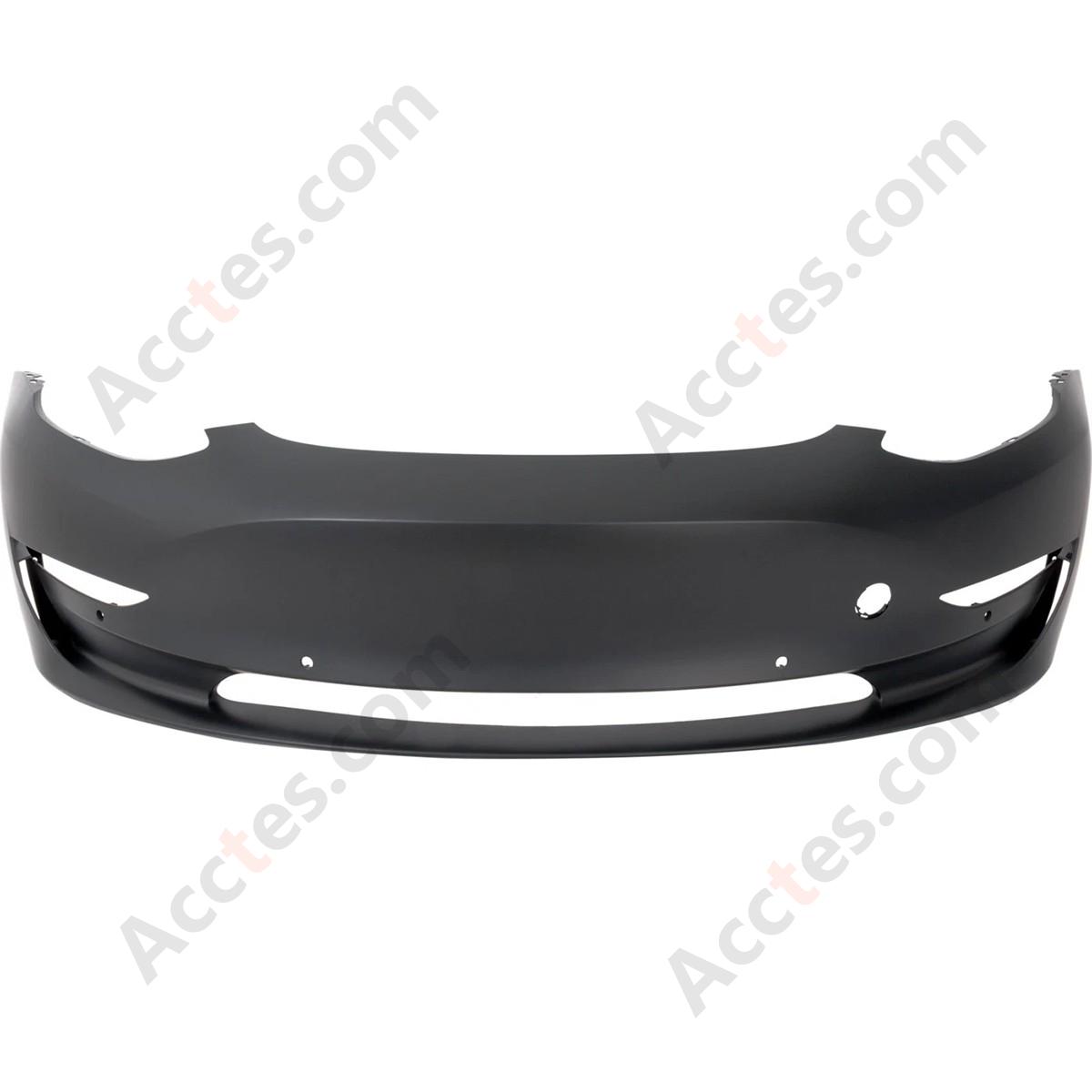 Front Bumper Cover Fascia For 2017-2023 Tesla Model 3 Primed with Tow Hook Hole