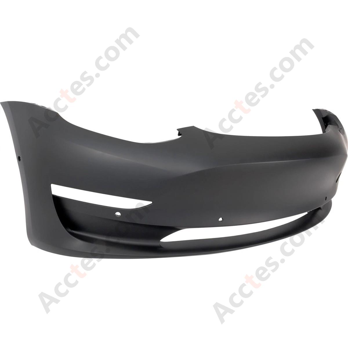 Front Bumper Cover Fascia For 2017-2023 Tesla Model 3 Primed with Tow Hook Hole