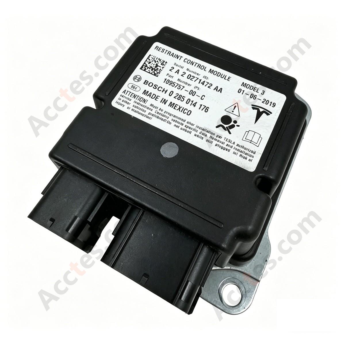 2019-2020 Tesla Model 3 RSR Airbag Computer Safety Restraint Control Module 1095757-00-C With Crash Data