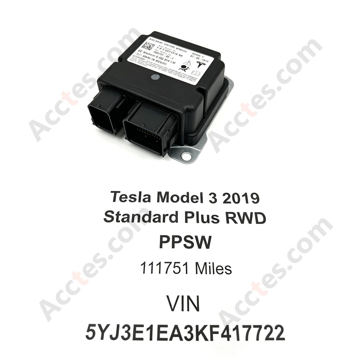 2019-2020 Tesla Model 3 RSR Airbag Computer Safety Restraint Control Module 1095757-00-C With Crash Data