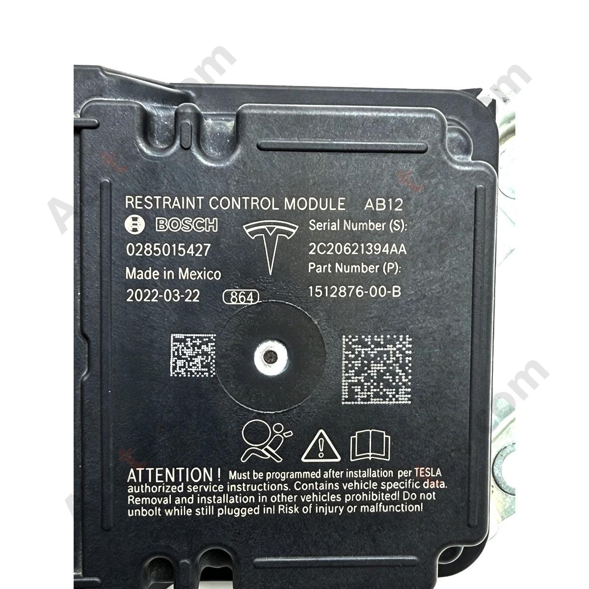 2021-2022 Tesla Model Y Model 3 Airbag Computer Safety Restraint Diagnostic Control Module OEM 1512876-00-B