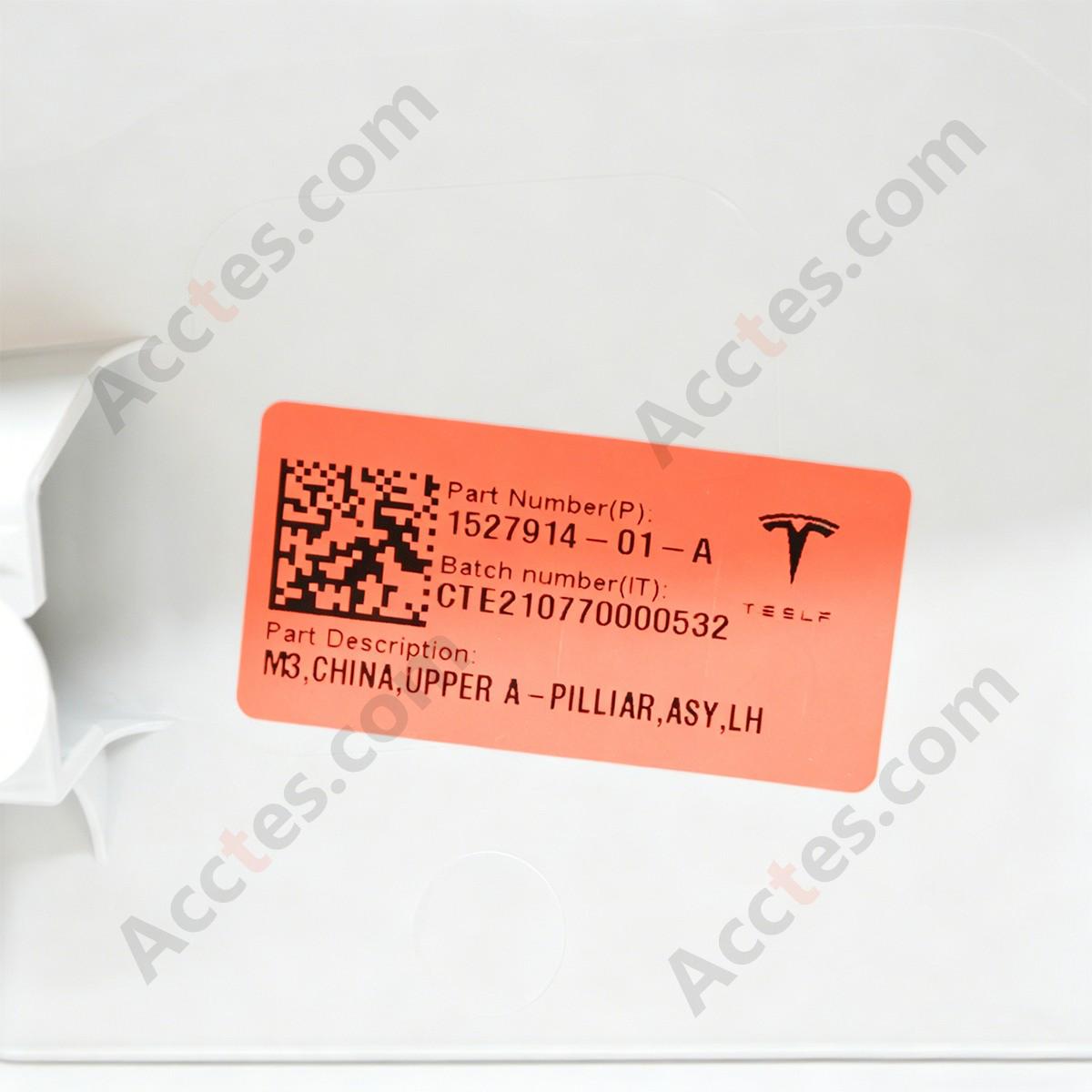 TESLA MODEL 3 Front Left A Pillar Trim 1527914-01-A Electricity 2019-2022