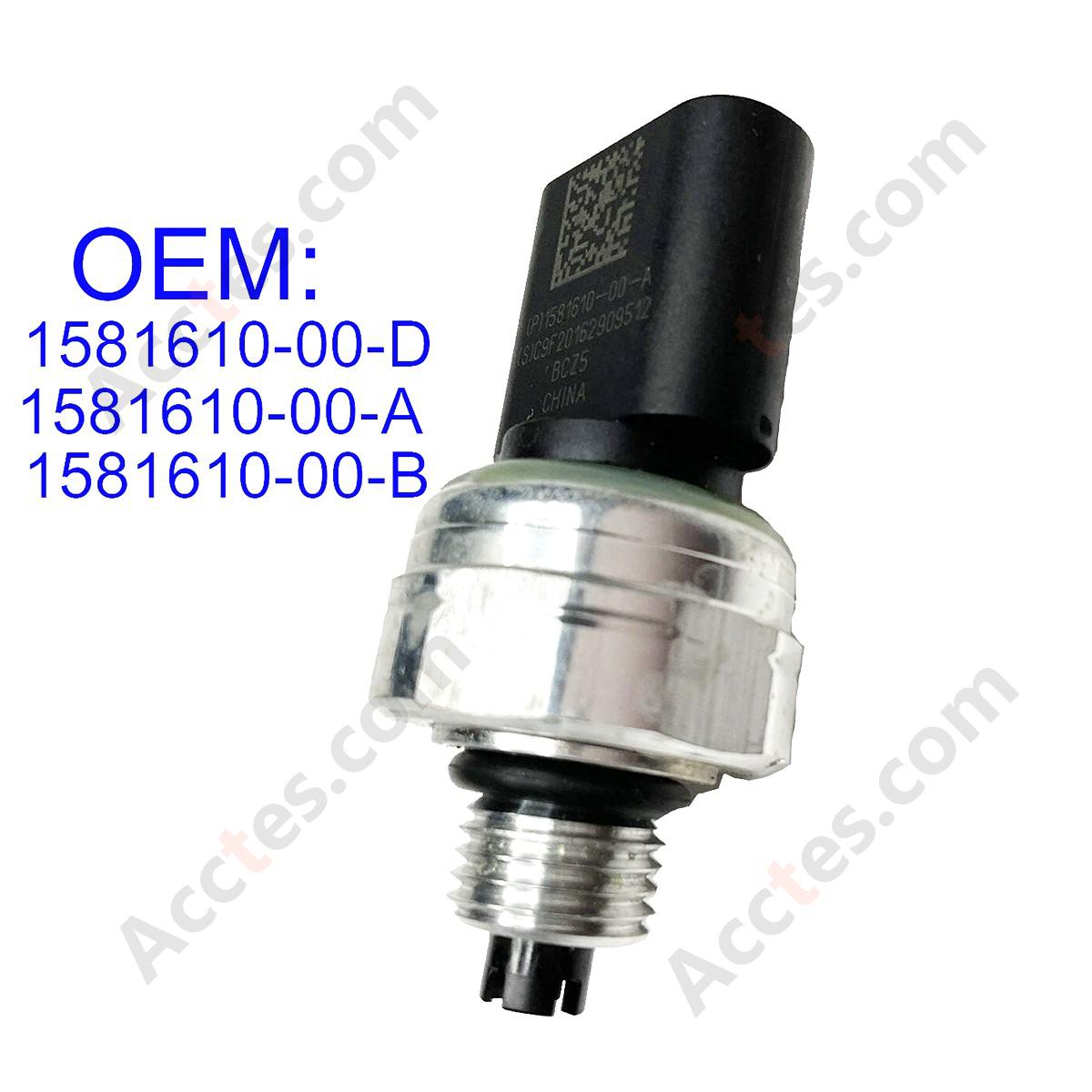AC High Pressure Refrigerant Sensor OEM 1581610-00-D For 2020-2025 Tesla Model 3 Model Y Black Air Conditioning Pressure Switch Black