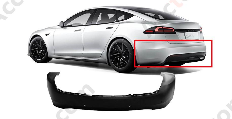 FOR TESLA 2016-2025 MODEL S REAR BUMPER COVER WITH SENSOR HOLE 1057319-S0-A