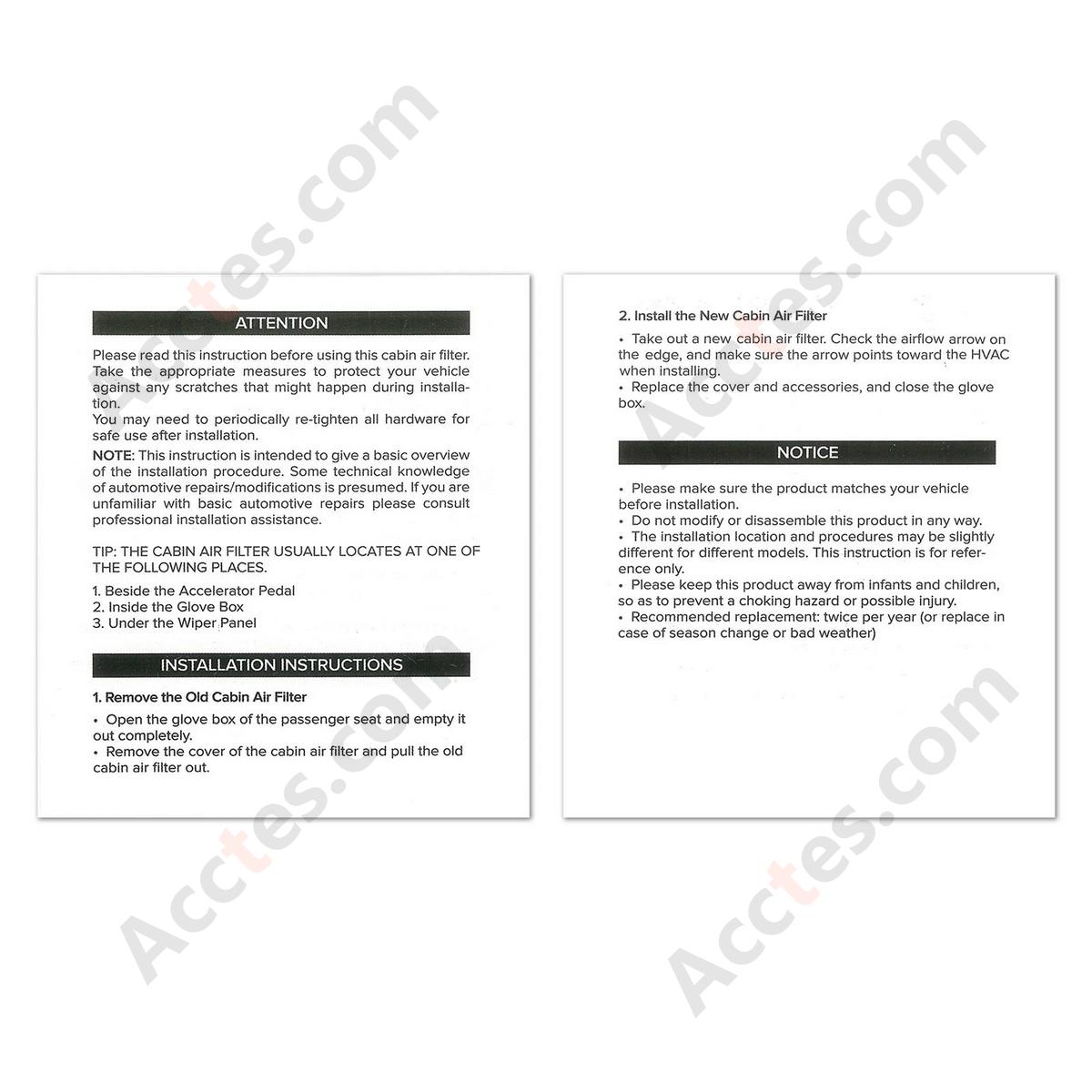 Air Conditioning Internal Circulation Grid Front Activated Carbon Cabin Air Filter For Tesla Model S Model X 2017-2022 1072736-00-B