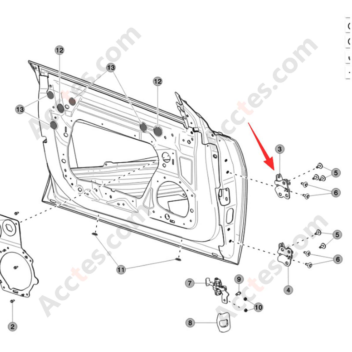 New Front Right Side Upper Door Hinge  For 17-21 Tesla Model 3 1101034-00-F