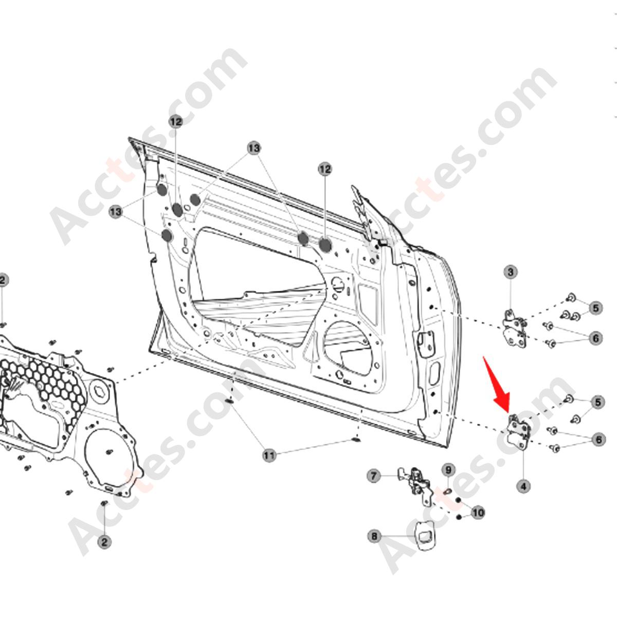 New Front Left Side Lower Door Hinge  For 17-21 Tesla Model 3 1101037-00-F