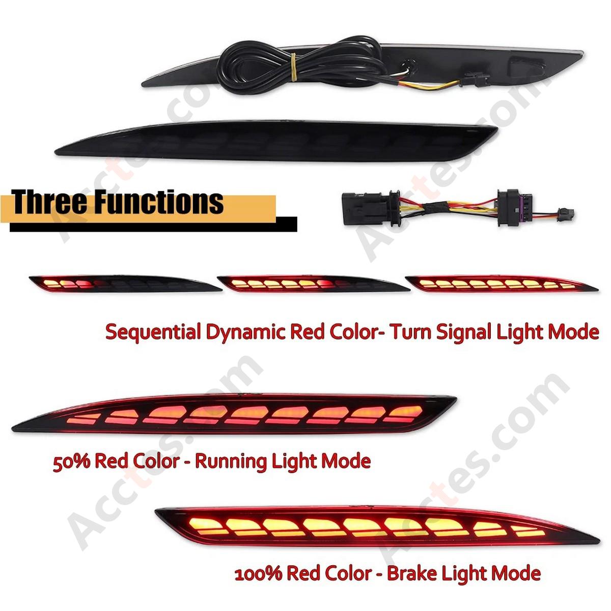 Smoked LED Tail Brake Signal Bumper Reflector Lights For 2021-2024 Tesla Model Y