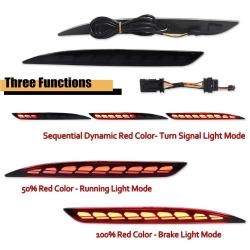 Smoked LED Tail Brake Signal Bumper Reflector Lights For 2021-2024 Tesla Model Y