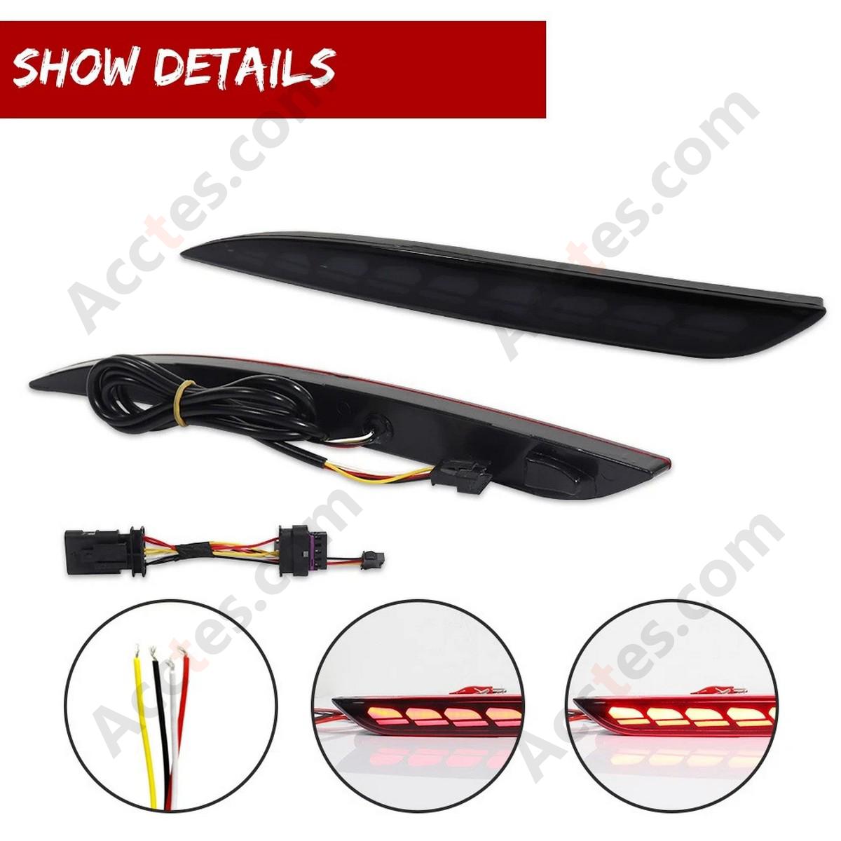 Smoked LED Tail Brake Signal Bumper Reflector Lights For 2021-2024 Tesla Model Y