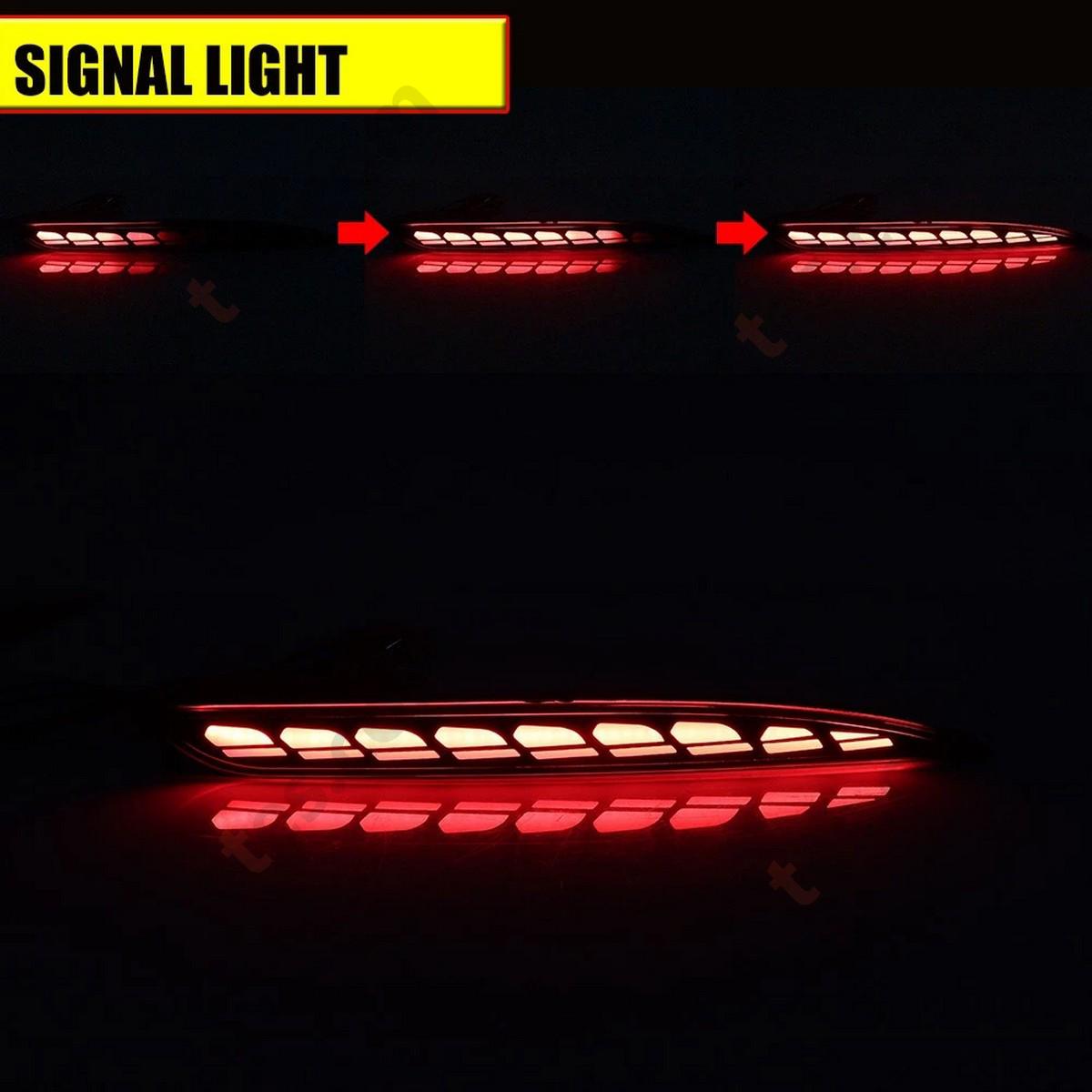 Smoked LED Tail Brake Signal Bumper Reflector Lights For 2021-2024 Tesla Model Y