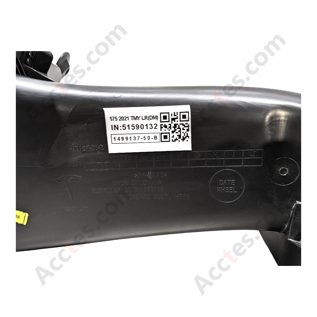 Tesla 2020- 2023  Model Y HEPA Cabin HVAC Air Intake Duct OEM 1499137-50-B