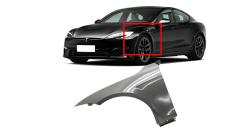 Primed Front Left Driver Side Fender Shell Panel OEM 1562551-E0-A Compatible with 2021-2026 Tesla Model S Exterior Body Replacement Mudguard