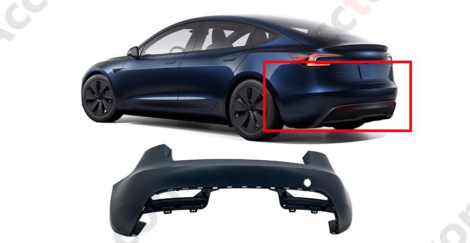 ⭕ 2024-2026 Tesla Model 3 Highland Rear Fascia Upper Without Radar Hole Primed OEM1582571-SC-C