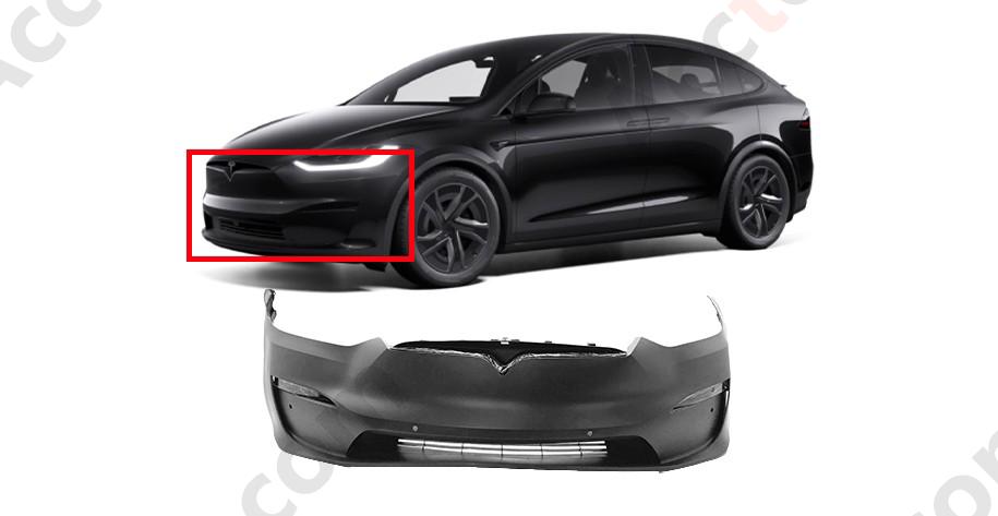 Tesla 2021-2023 Model X Front Bumper Cover w/ Foglight Primed Assembly 1588184-S0-A