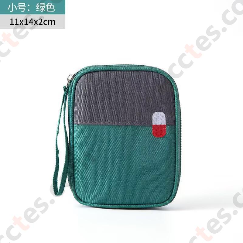 Portable Handy First Aid Medical Kit with Divided Storage, Green Small