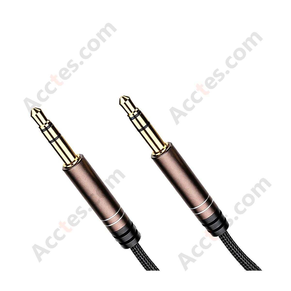 1.5M Brown Braided 3-Pole 3.5mm Audio Cable