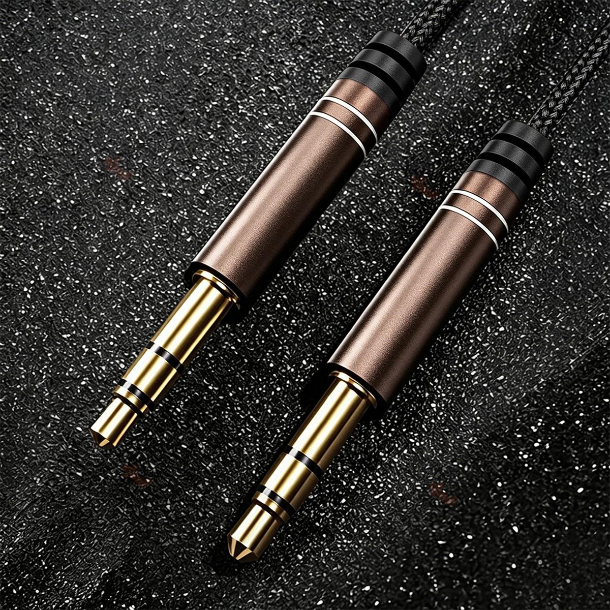 1.5M Brown Braided 3-Pole 3.5mm Audio Cable