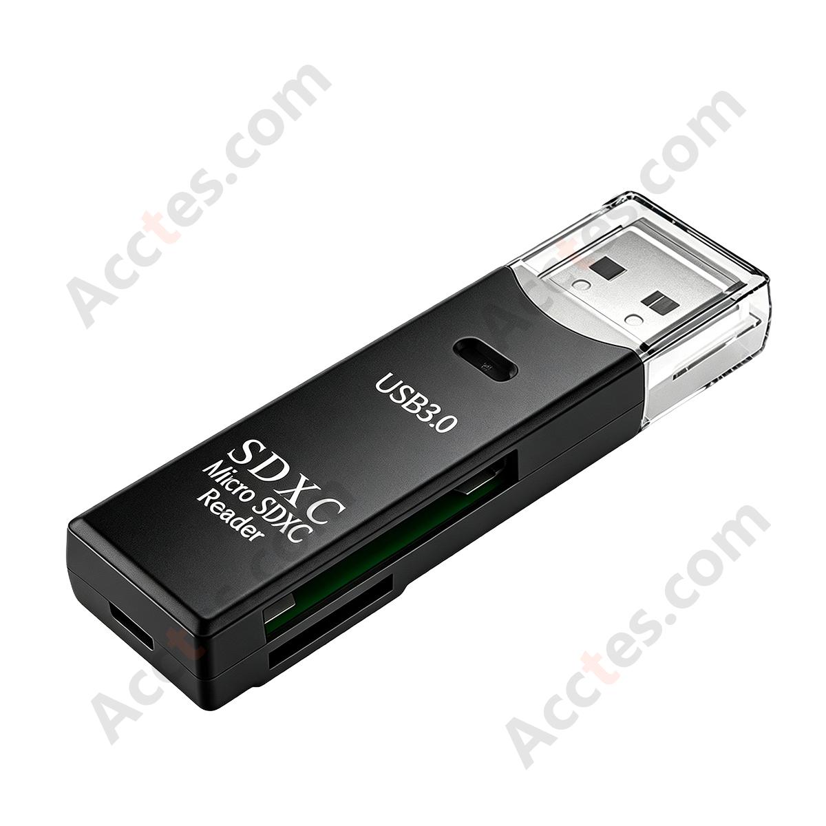 Black USB3.0 SD TF Dual Slot Card Reader