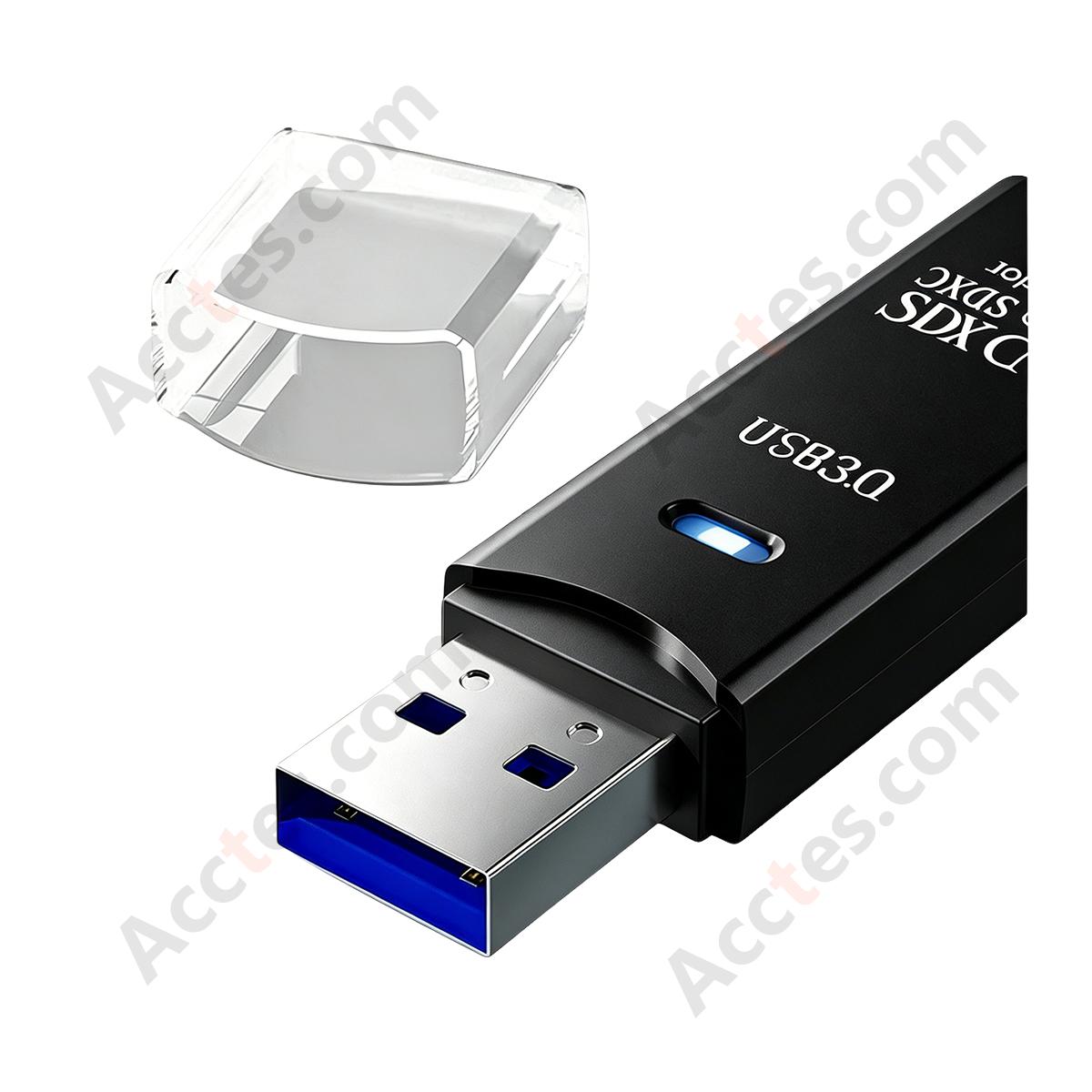 Black USB3.0 SD TF Dual Slot Card Reader