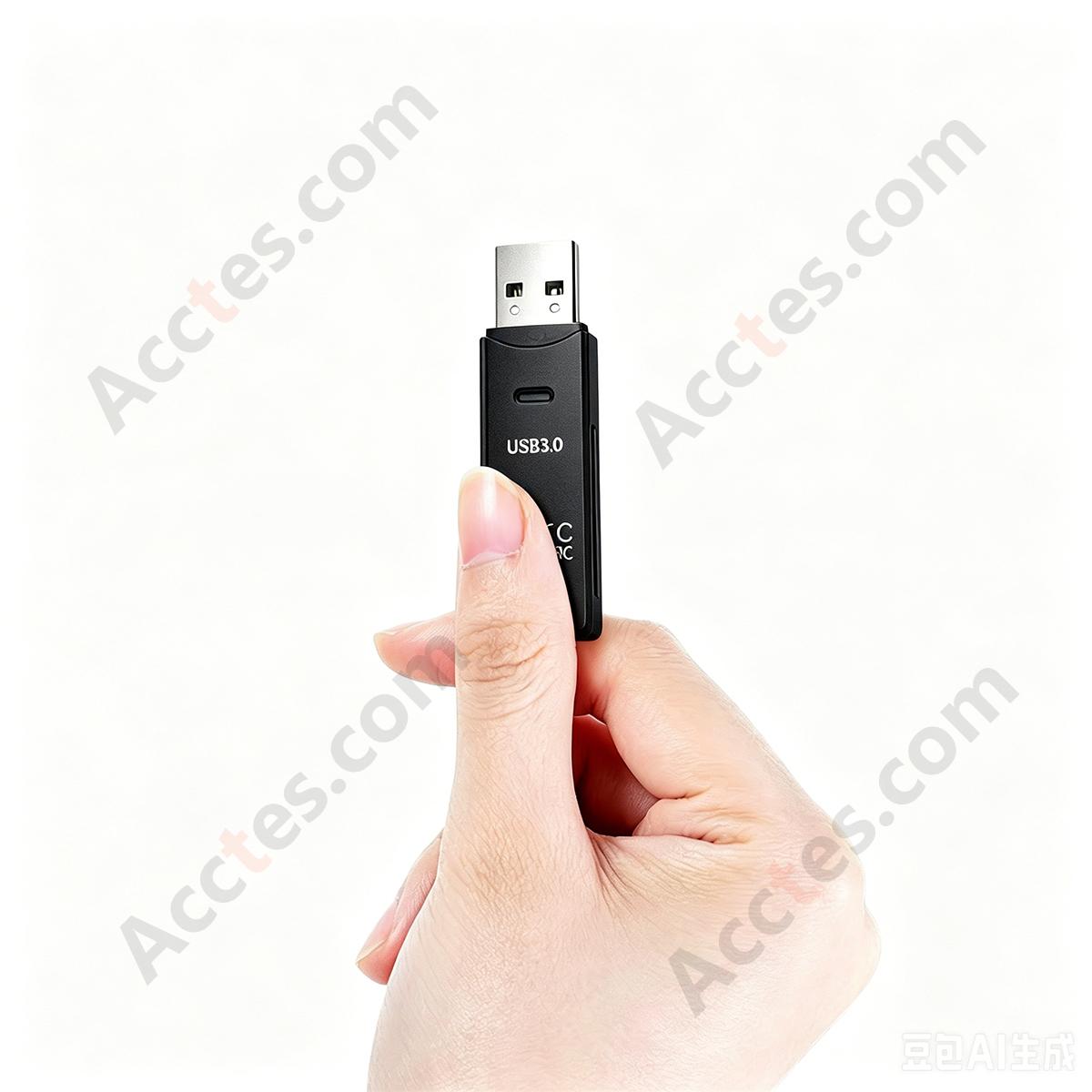 Black USB3.0 SD TF Dual Slot Card Reader