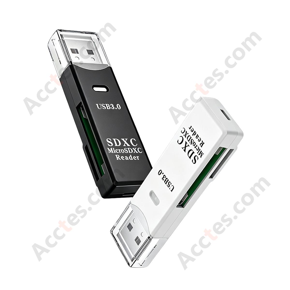Black USB3.0 SD TF Dual Slot Card Reader