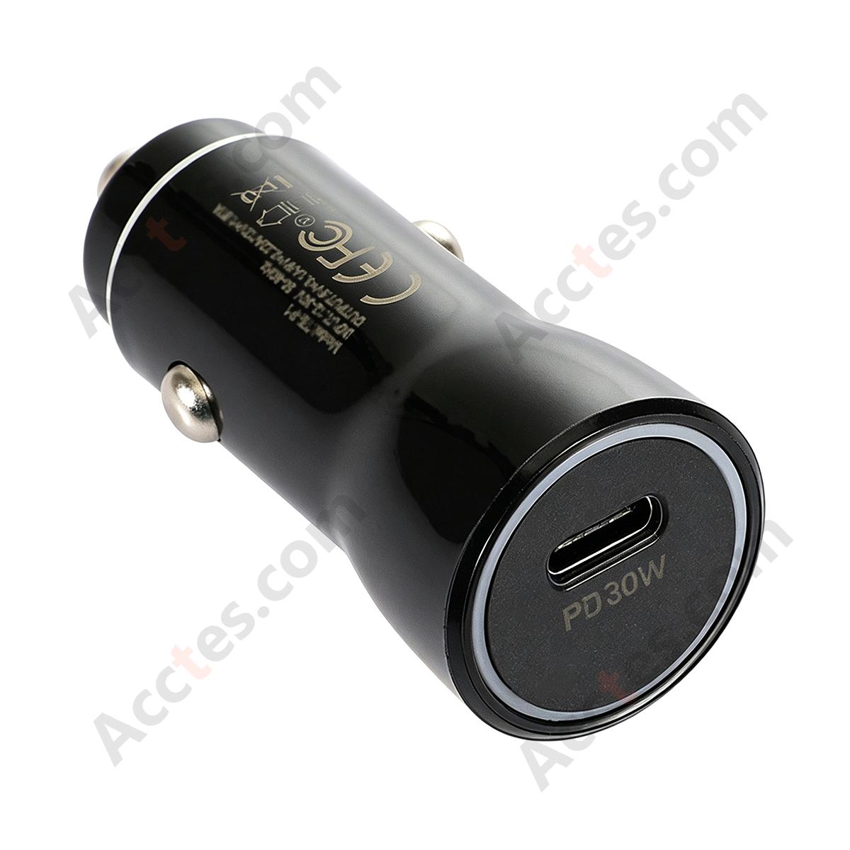 Black 30W Fast Charging Car Lighter Adapter Type-C Port