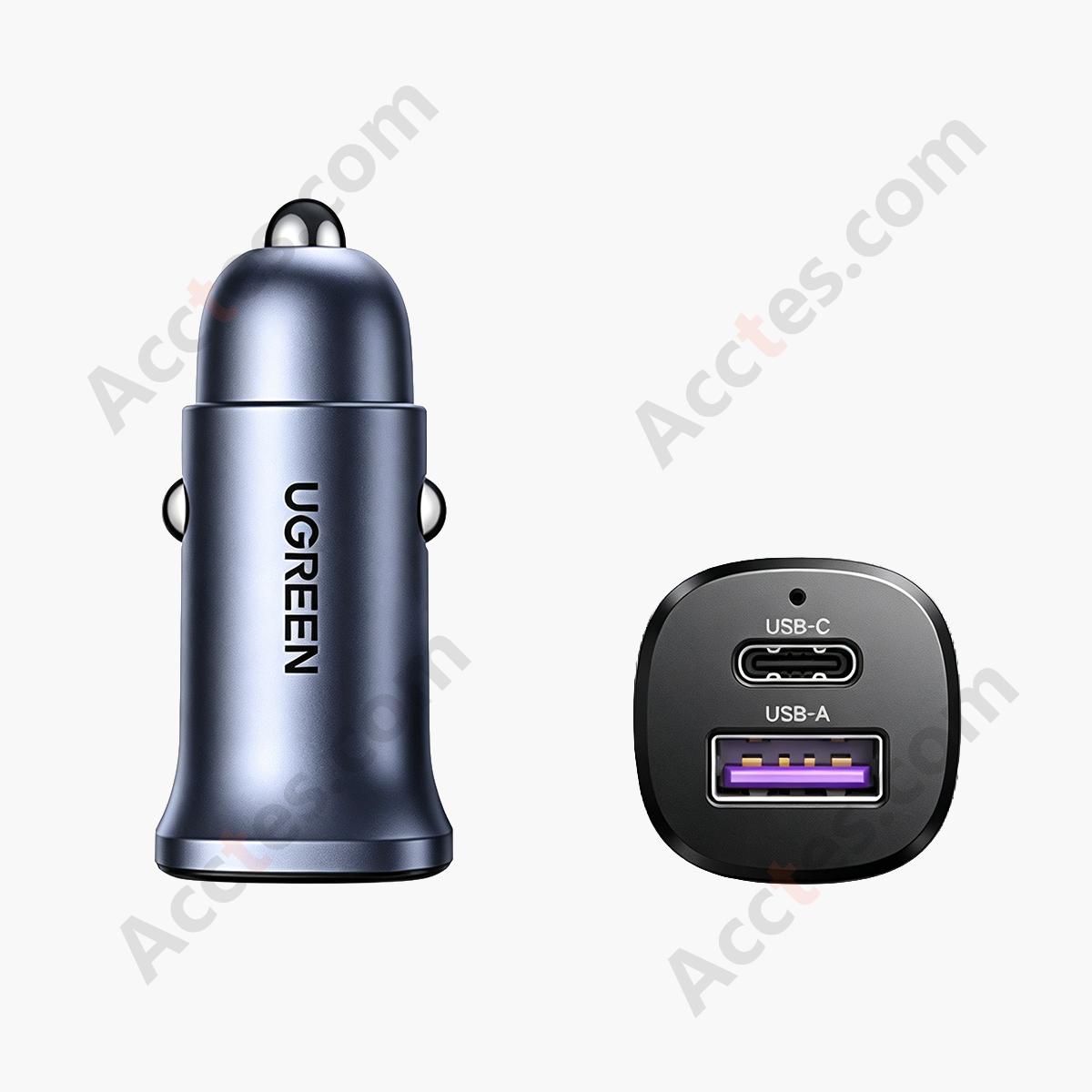 30W Dual Port Car Fast Charger USB & Type-C Output
