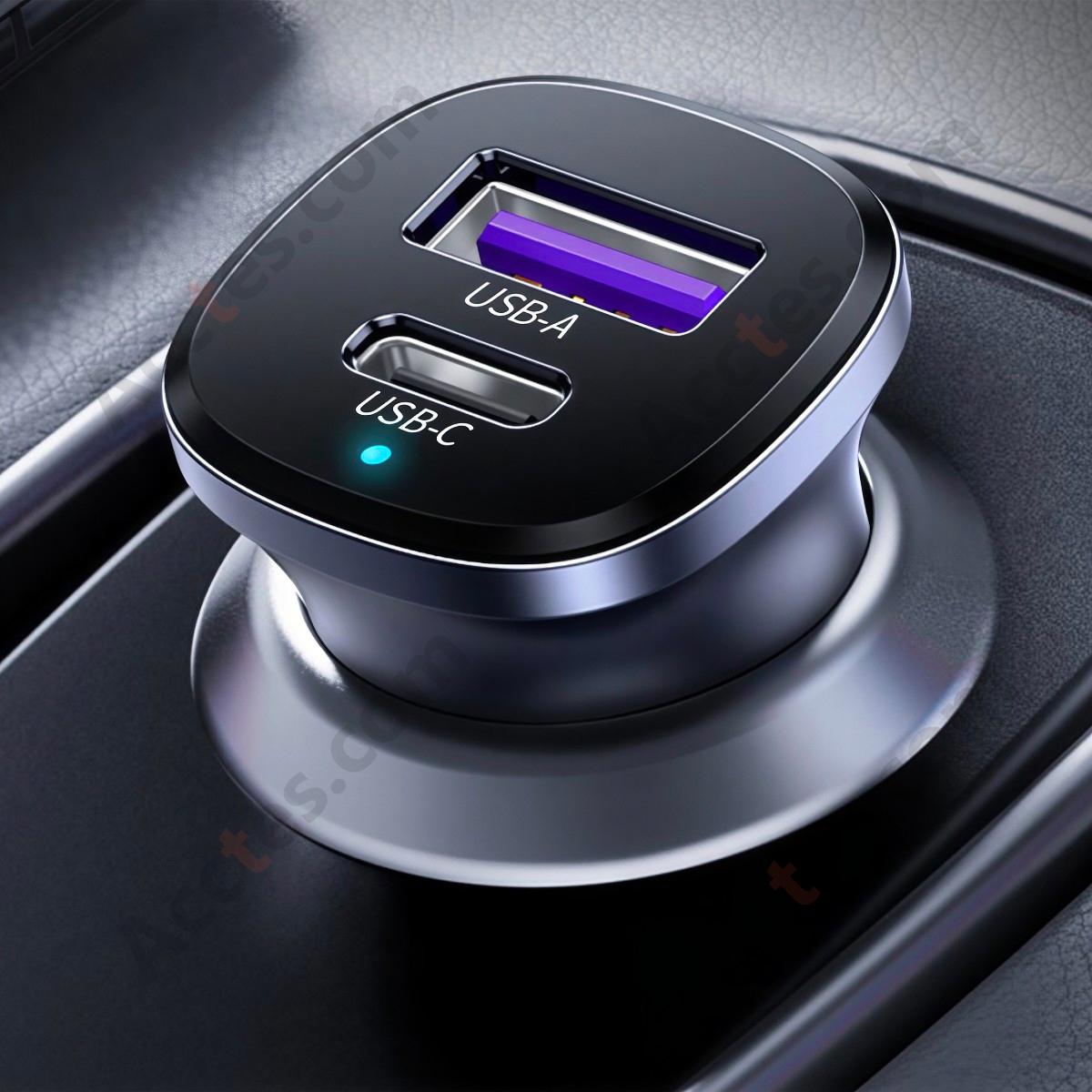 30W Dual Port Car Fast Charger USB & Type-C Output