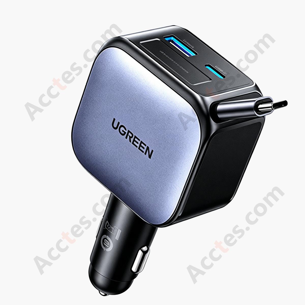 90W Retractable Cable 3 Ports Car Fast Charger Lighter Adapter