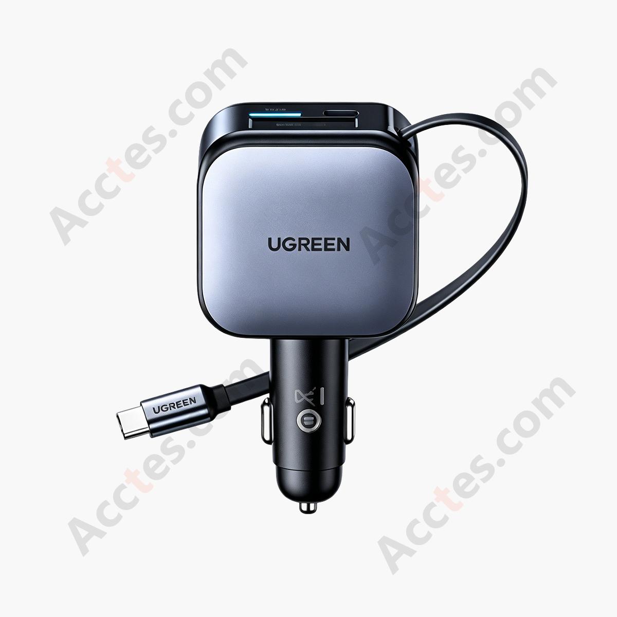 90W Retractable Cable 3 Ports Car Fast Charger Lighter Adapter