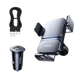 Air Vent Hook Wireless Charging Phone Mount Kit USB+Type-C Ports