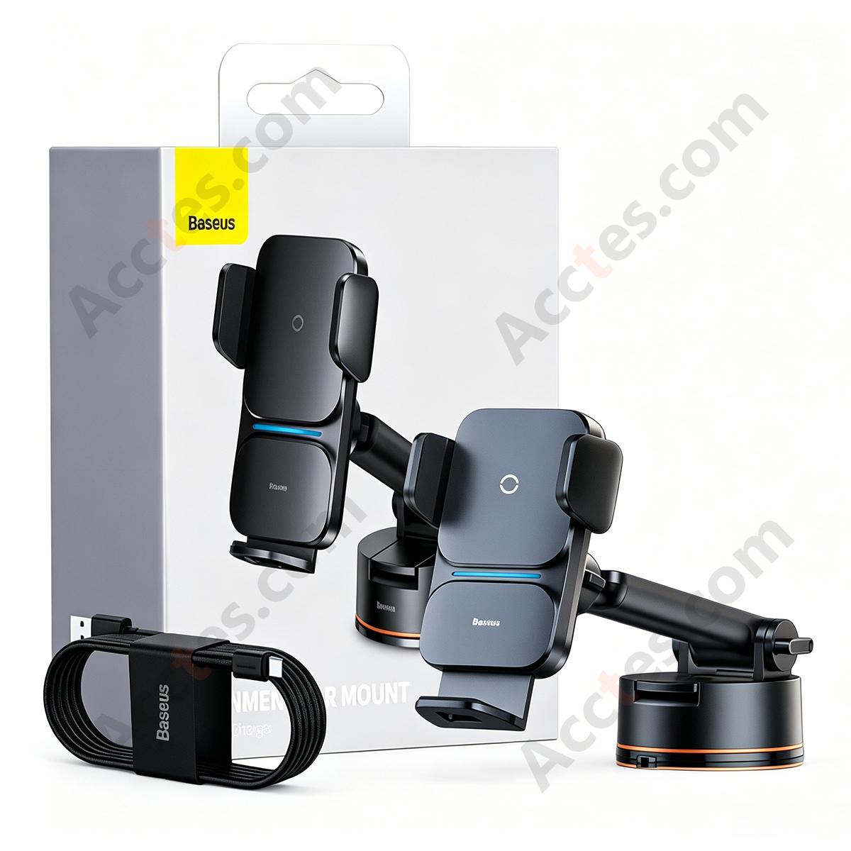 Suction Cup Wireless Charging Car Phone Mount Full Set USB+Type-C Output