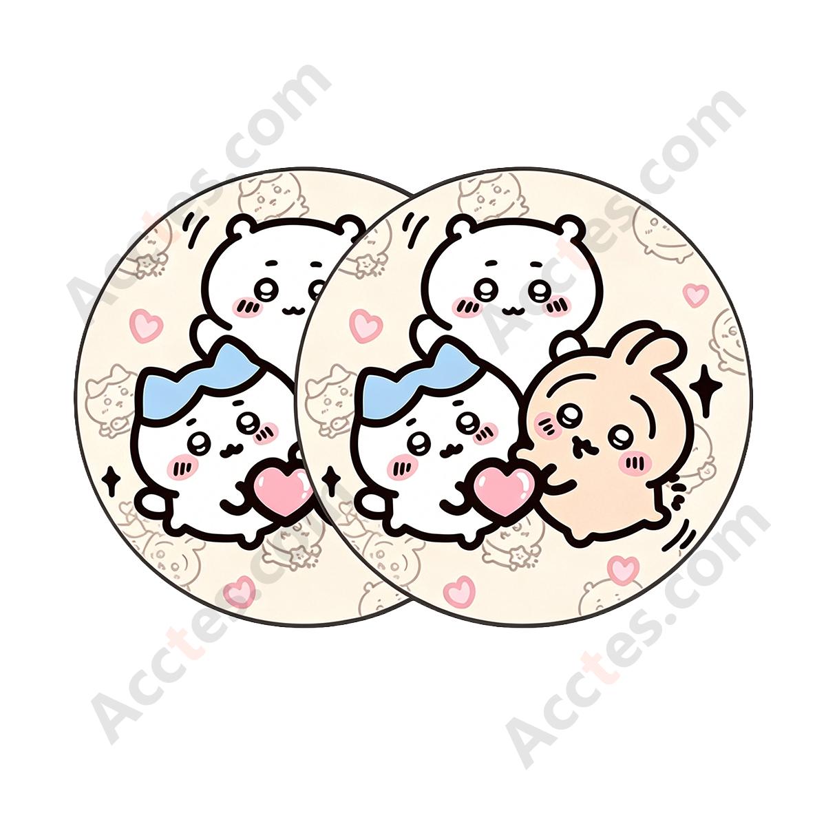 7cm A+B Sleepy Animal Pattern Car Cup Coaster Anti-Slip Pad