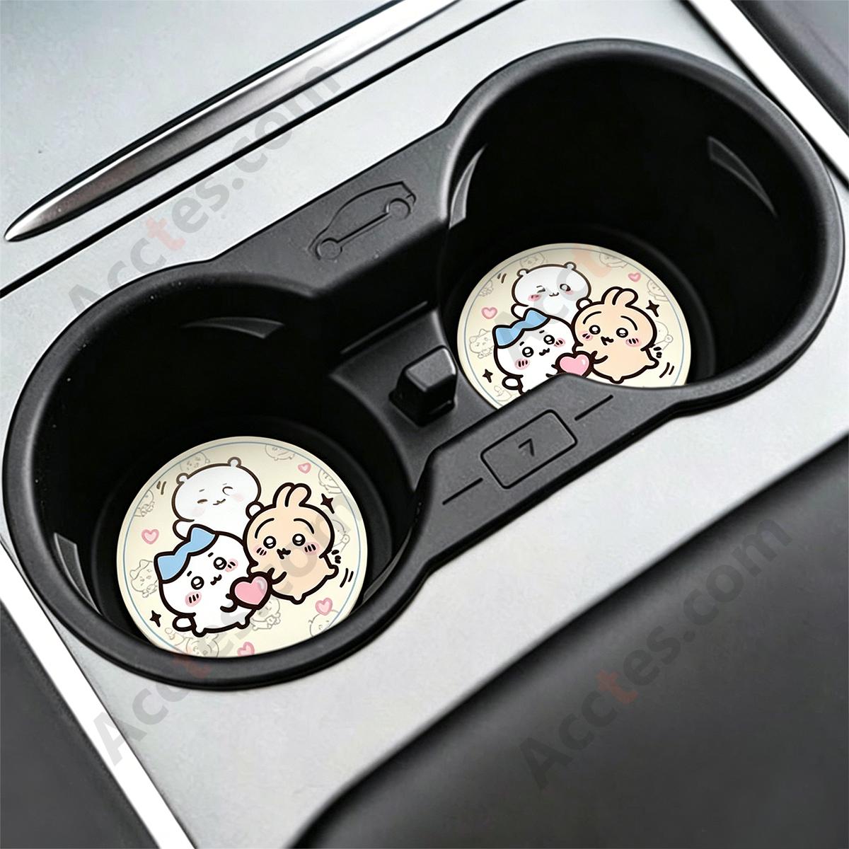 7cm A+B Sleepy Animal Pattern Car Cup Coaster Anti-Slip Pad