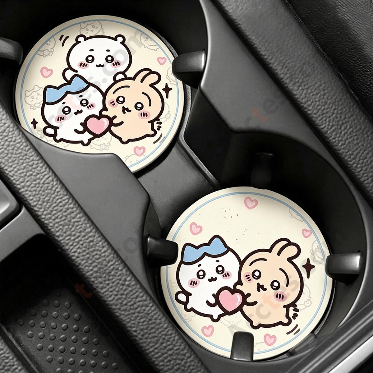 7cm A+B Sleepy Animal Pattern Car Cup Coaster Anti-Slip Pad
