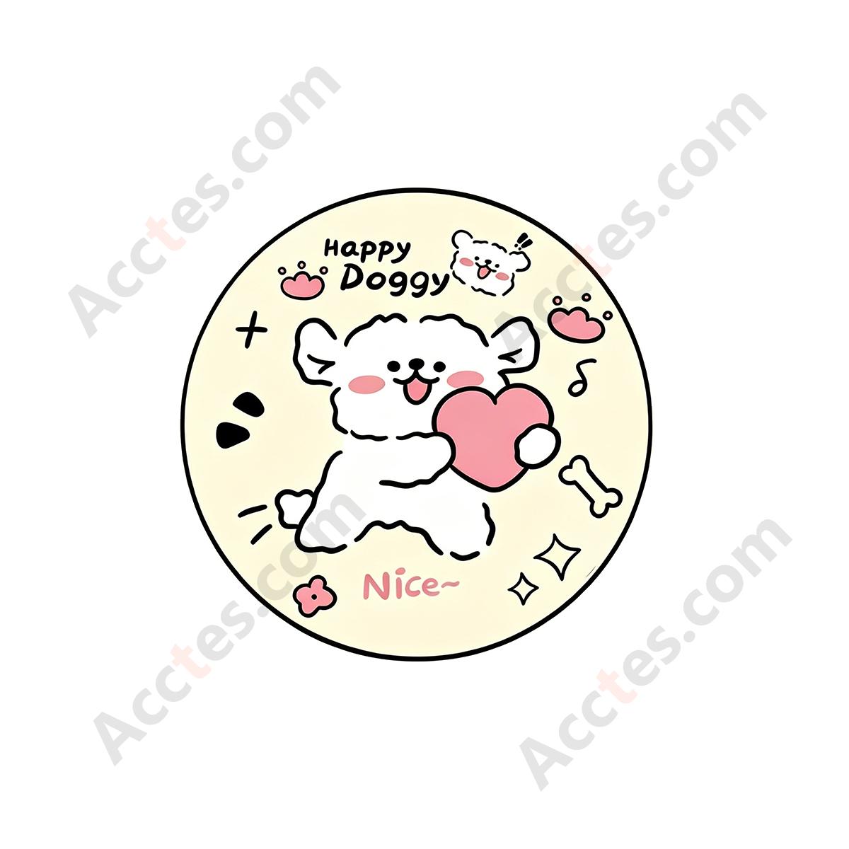 7cm A+B White Dog Heart Pattern Car Cup Coaster Anti-Slip Pad