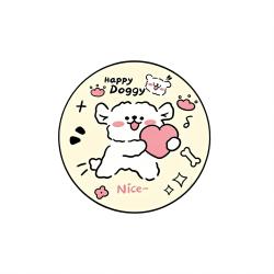7cm A+B White Dog Heart Pattern Car Cup Coaster Anti-Slip Pad