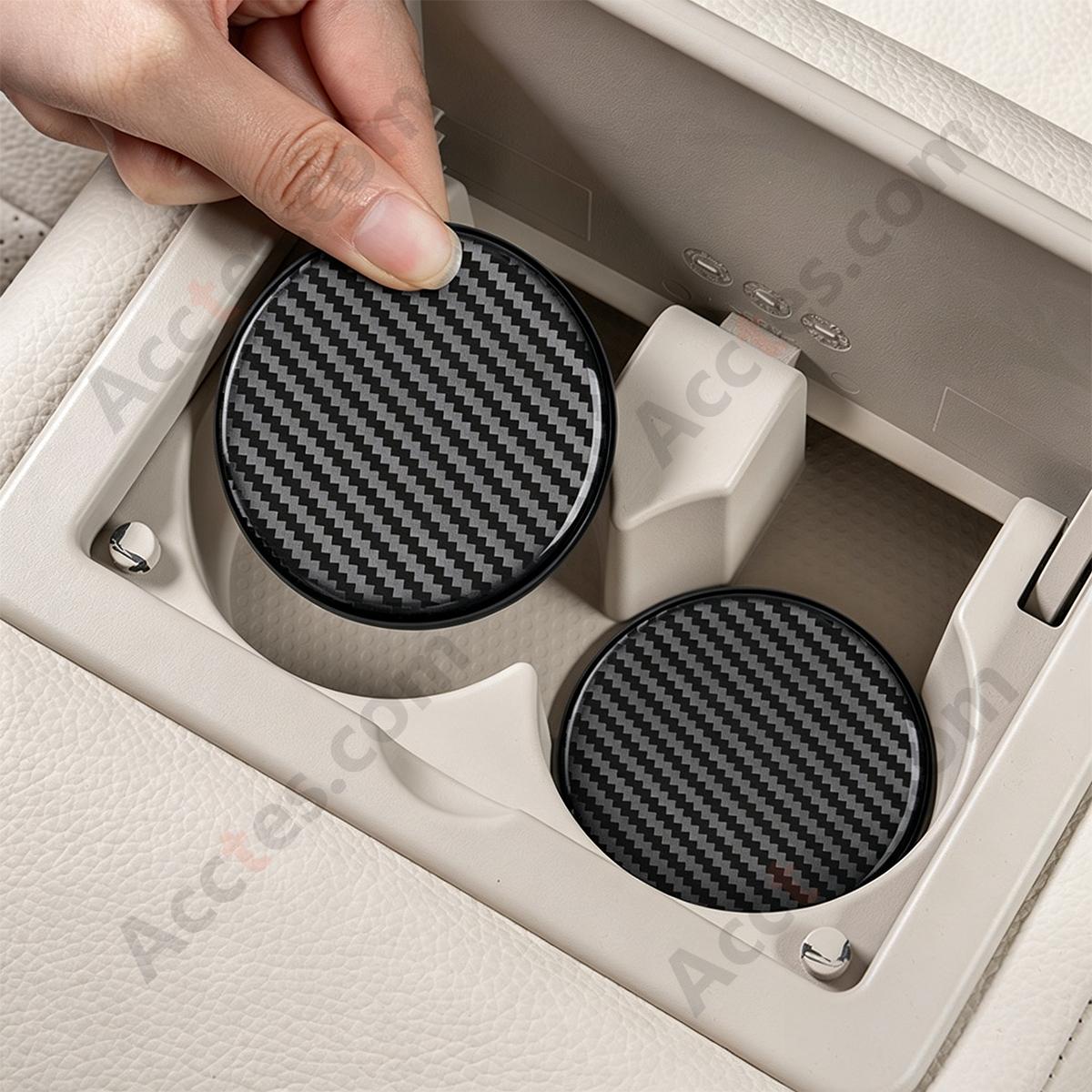 7cm A+B Carbon Fiber Drip Glue Car Cup Coaster Anti-Slip Pad