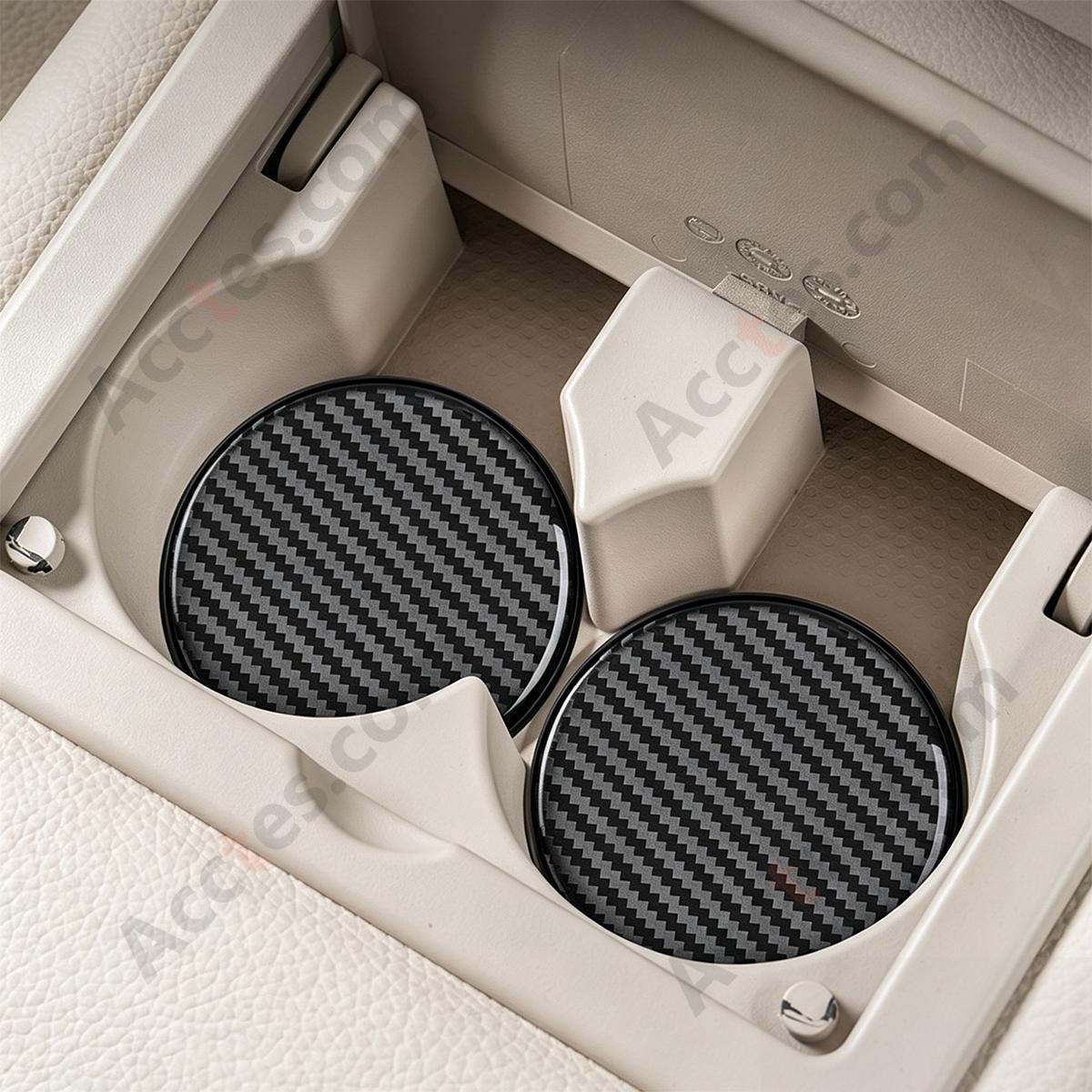 7cm A+B Carbon Fiber Drip Glue Car Cup Coaster Anti-Slip Pad