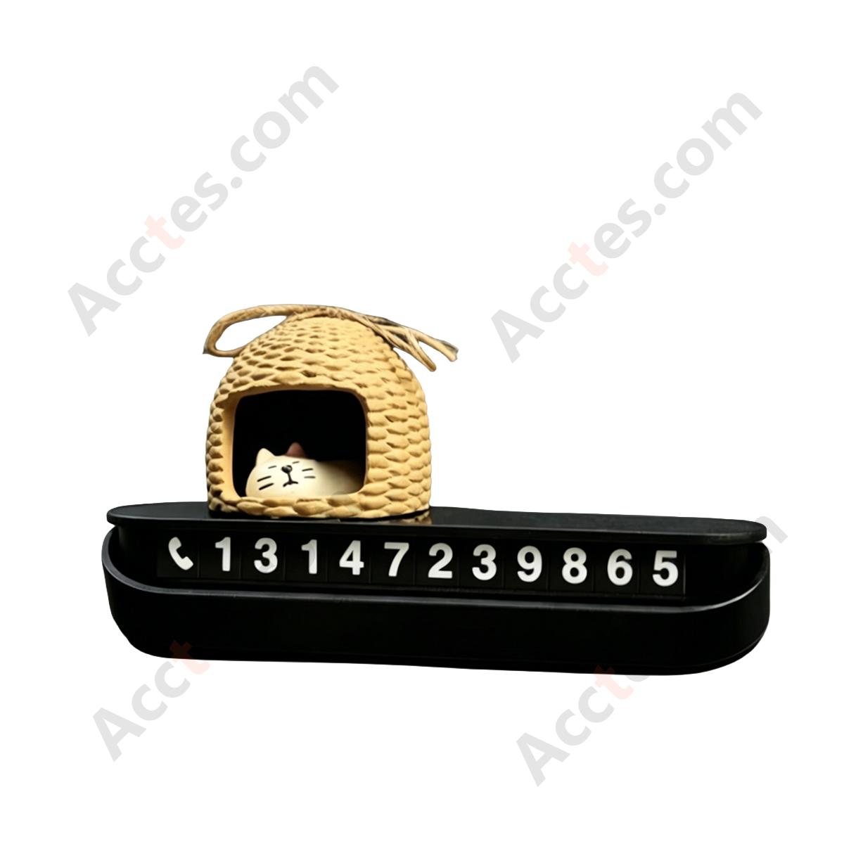 Car Temporary Parking Number Plate Ornament, Cat in Cage
