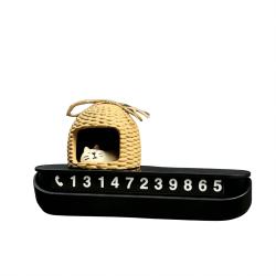 Car Temporary Parking Number Plate Ornament, Cat in Cage