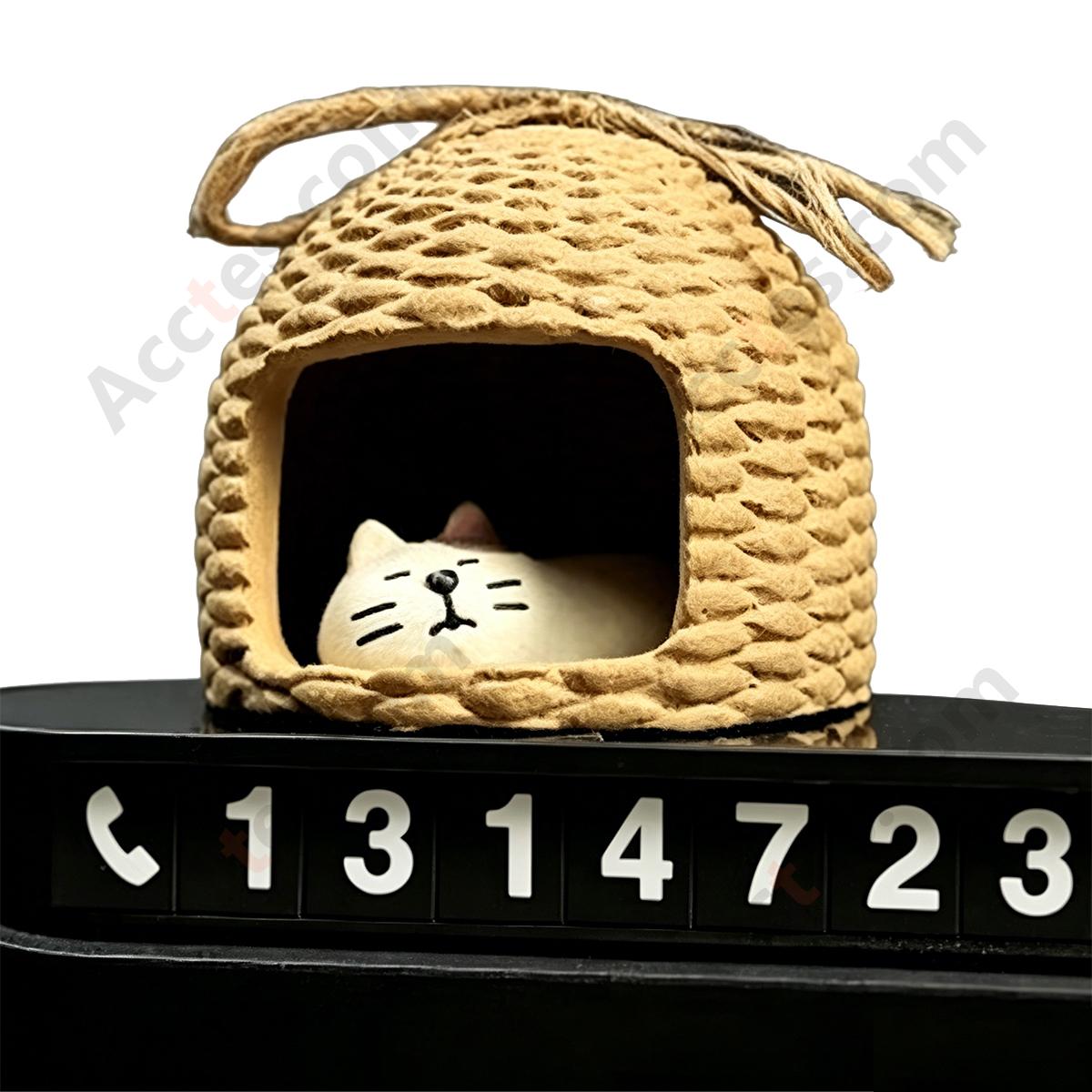 Car Temporary Parking Number Plate Ornament, Cat in Cage