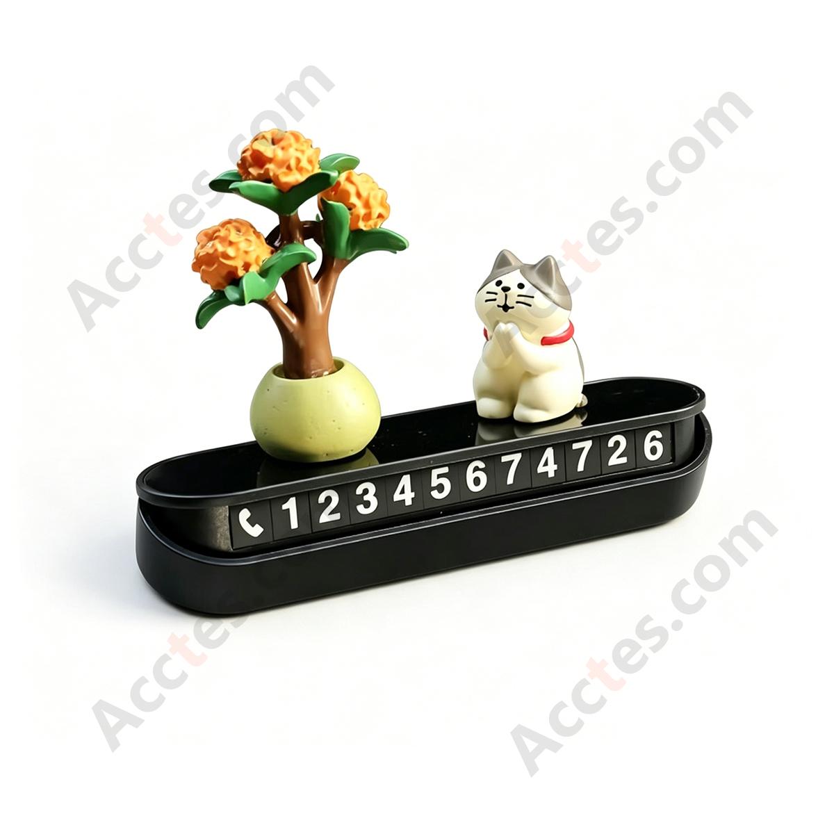 Lucky Cat Car Temporary Parking Number Plate Dashboard Ornament