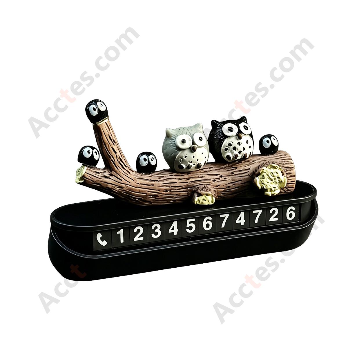 Owl On Branch Car Temporary Parking Number Plate Ornament