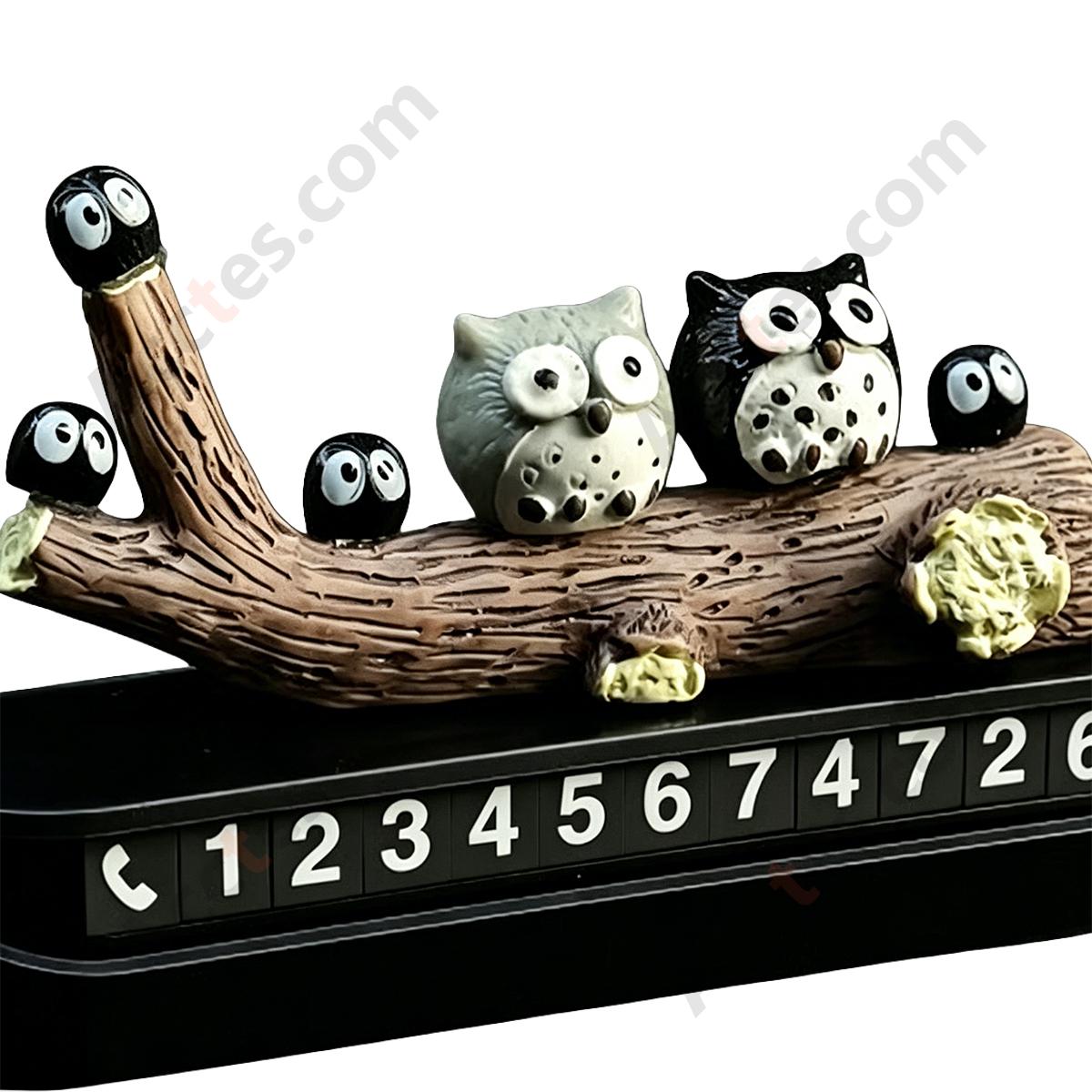 Owl On Branch Car Temporary Parking Number Plate Ornament