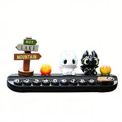 Black White Cartoon Dragon Parking Plate Ornament with Orange & Road Sign Miniatures