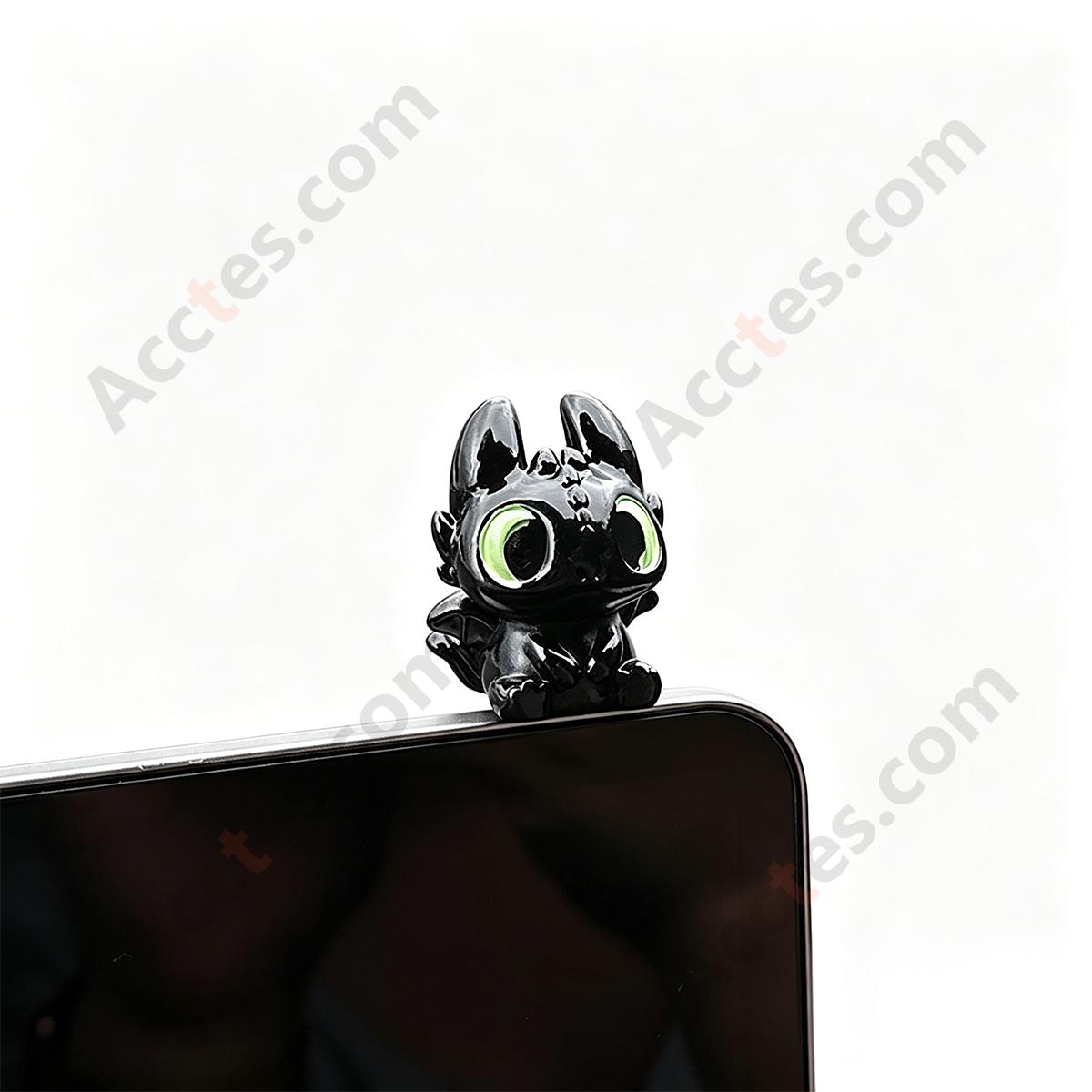 Black White Cartoon Dragon Car Dashboard Figurine with Adhesive Tape